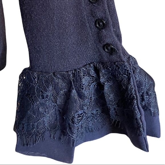 Soft Surroundings Navy Blue Turtle Neck with Button/Lace Cuffs - Picture 8 of 12